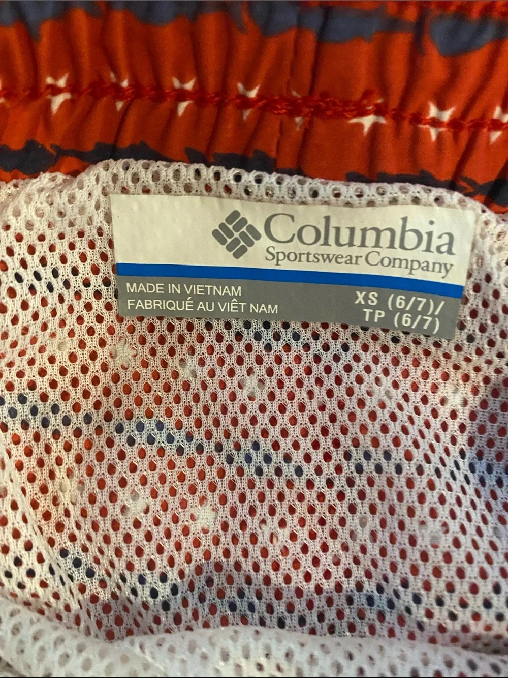 Columbia Red Star-Stripe Kids Swim Trunks